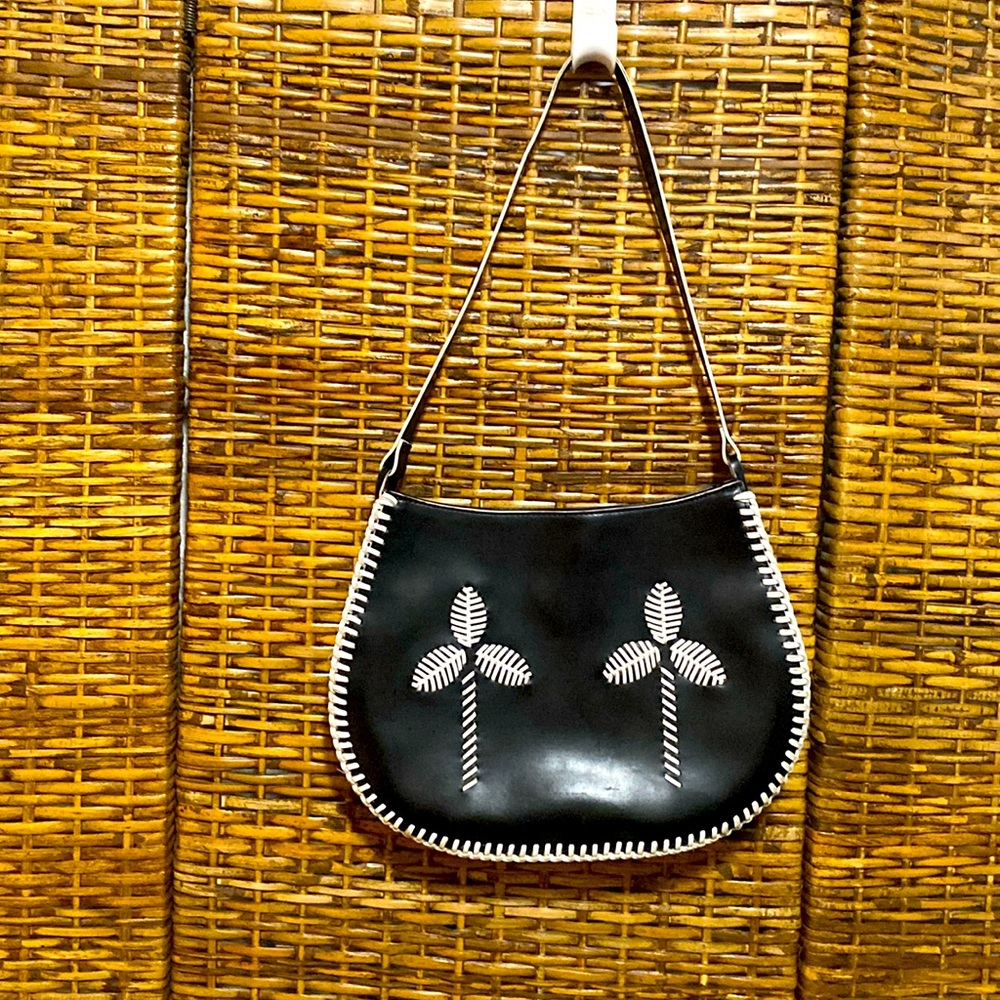 GUC MX Brand black white Trim flower palm tree shoulder bag